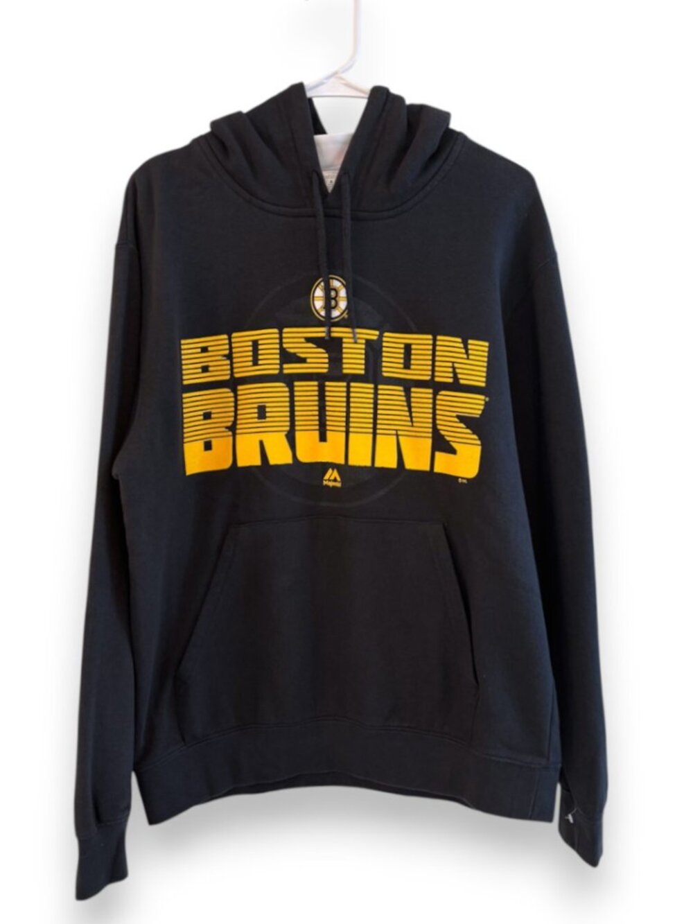 Boston Bruins Black Yellow Hoodie Sweatshirt NHL Hockey Sports Mens Medium